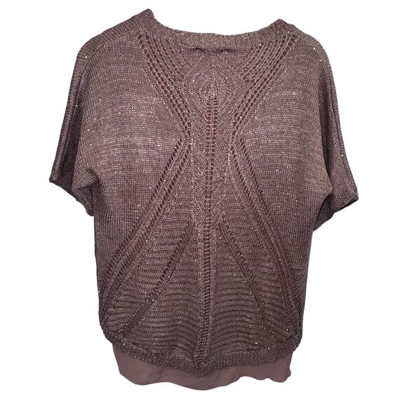 Sioni Pink Layered Sequin Knit Top Women’s Medium - Picture 3 of 6